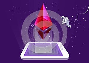 Concept of mining of ethereum cryptocurrency